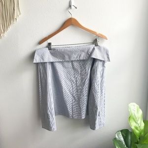 NYTT Off The Shoulder Stripe Blouse Blue/White S